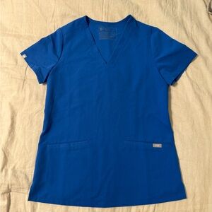 EUC FIGS Women's Royal Blue Casma V-Neck Scrub Top- Size XS